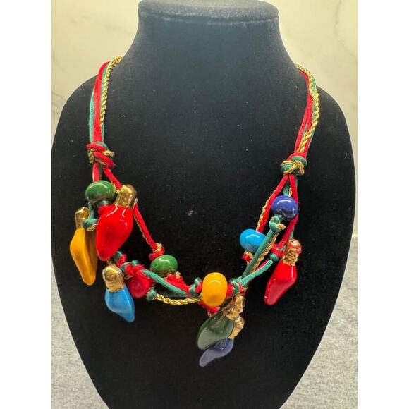 Vintage Ceramic Christmas Light Necklace - Picture 2 of 5